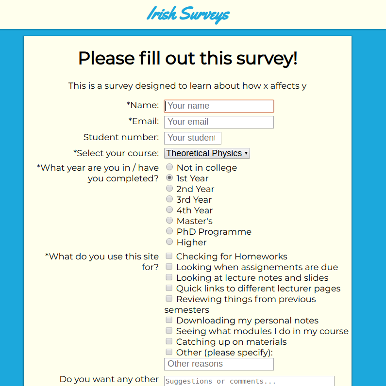 Survey Page