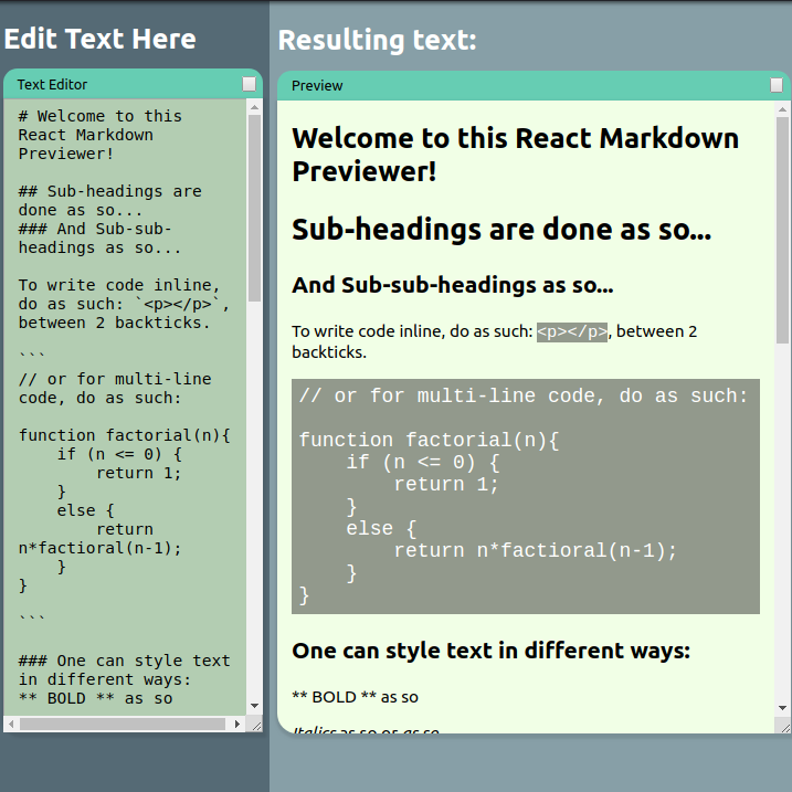 Markdown Previewer